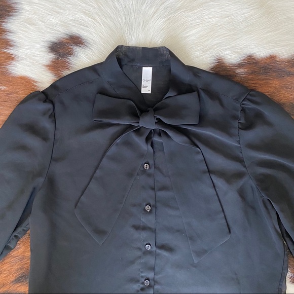 American Apparel Tops - American Apparel Chiffon Bow Neck Blouse